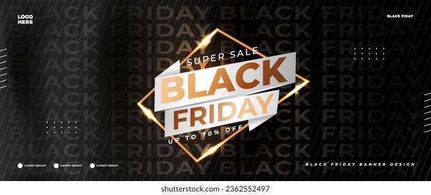 The Black Friday banner is black and gold, perfect for retail