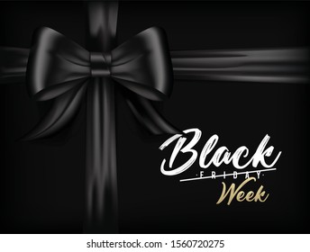 Black Friday banner in black, gold and white with black ribbon bow and with the text the best Black Friday Sale ever.
