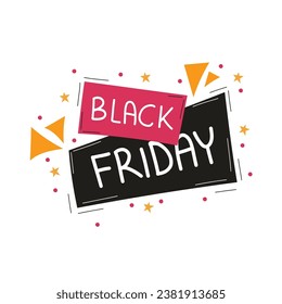 Black Friday banner with hand-drawn typography. Lettering. Vector illustration, pink, black color. For banners, posts, Instagram.