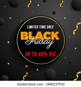 black friday banner illustration vector media promotion your product yellow color with ribbon