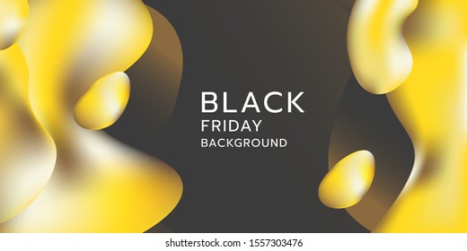 
Black friday banner image for design. Golden yellow liquid on a black background. Vector illustration.