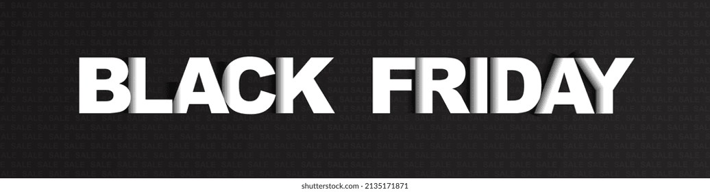 Black Friday banner. Minimalistic image for online advertising, marketing ploys and huge discounts before holidays. Favorable offers, informing regular customers. Cartoon flat vector illustration
