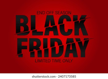 Banner del Black Friday. Diseño moderno con tipografía negra de fondo rojo. Plantilla para promoción, publicidad y web, ilustración vectorial.