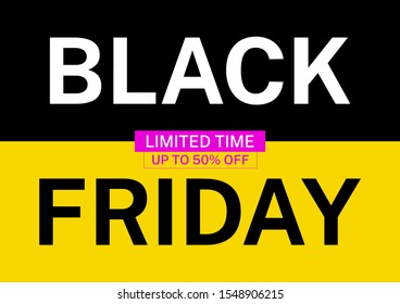 Black friday banner in modern flat design isolated on white background, big sale vector illustration for web site or mobile app