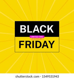 Black friday banner in modern flat design isolated on white background, big sale vector illustration for web site or mobile app