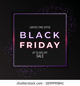 Black Friday banner neon text effect 