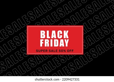 Black Friday banner on black background. Vector