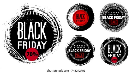 Black friday. banner on Black ink vector stains