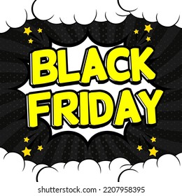 Black Friday banner in pop art comic style.