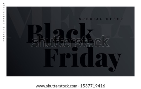 Black Friday banner, poster, logo black color on dark background.