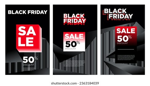 Black Friday Banner and Poster Sale Discount with Black Abstract Background