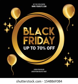 Black Friday banner Promotion Vector Sign on black and Gold color combo