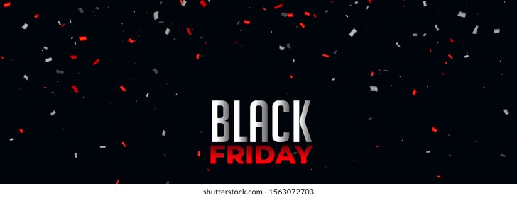 black friday banner with red and white confetti