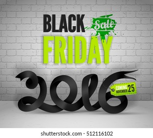 Black Friday banner with black ribbon and shoppping tag