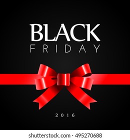 Black friday banner with a ribbon, Vector illustration