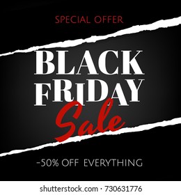 Black Friday Banner With Ripped Paper