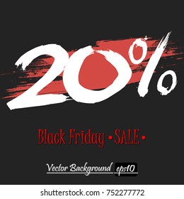 Black Friday banner. Black Friday Sale 20 percent inscription template on an isolated background. Vector illustration