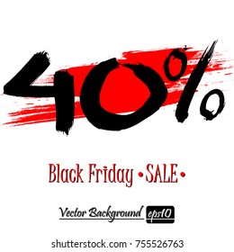 Black Friday banner. Black Friday Sale 40 percent inscription template on an isolated background. Vector illustration