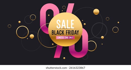 Black Friday. A banner for the sale of goods and services. An advertising poster for the store. Stylish background in a modern style with simple geometric elements and shapes. A template for the text.