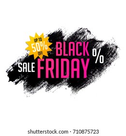 Black Friday banner. Sale inscription design template. Vector illustration