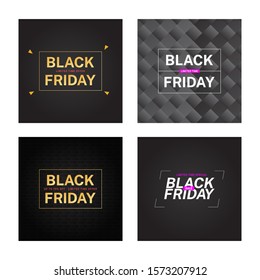 Black friday banner set in modern flat design isolated on white background, big sale vector illustration for web site or mobile app