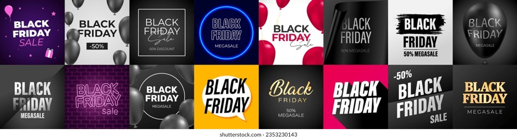 Black friday banner set. Shopping template set.