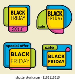 Black Friday banner set. Vector illustration. Stickers and symbols