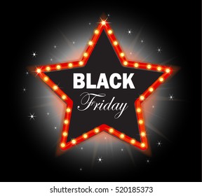 Black Friday. Banner shining star retro vector Black Friday