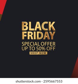 Black Friday banner with a shopping cart full of gift boxes. Black and premium background. Sale campaign. Black Friday concept.