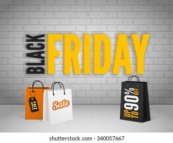 Black Friday banner with splashes of ink and shoppping tag and countdown timer