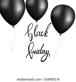 Black Friday.  Banner Template with Black Balloons. 