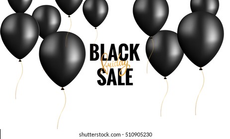 Black Friday.  Banner Template with Black Balloons. 