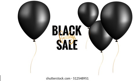 Black Friday. Banner Template with Black. Balloons and calligraphy