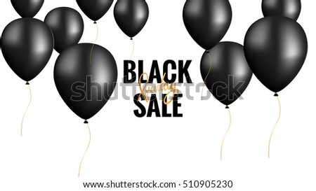 Black Friday.  Banner Template with Black Balloons. 