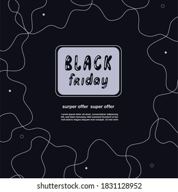 Black Friday banner, template with dark abstract background and hand written lettering