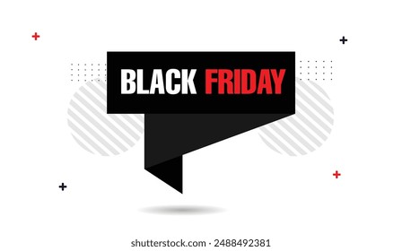 Schwarz Freitag Banner Vorlage Design mit weißem Hintergrund und schwarzen und roten Formen, perfekt für die Hervorhebung Ihrer Urlaub Sale Aktionen Schwarz Freitag, Banner Vorlage, Sale, weißer Hintergrund, Schwarz 