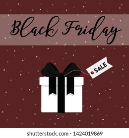 Black Friday banner template. Gift box with label sale. Vector.