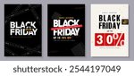 Black Friday banner template. Set of design templates for a Black Friday sale, promotion, advertising, or social media ad with a red balloon, stars, and a discount offer.