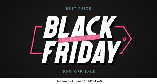 Black friday banner template trendy style for super sale, web site banner, social media publication, promotion, special offer, advertisement, hot price and discount poster. Vector 10 eps