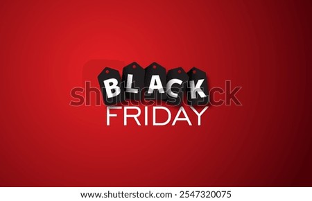 Black Friday Banner Text On Black Price Tags Isolated On Red Background For Black Friday Sale Event