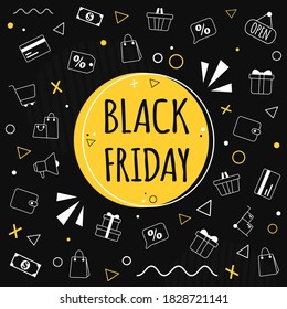 Black friday banner. Vector illustartion in flat style.