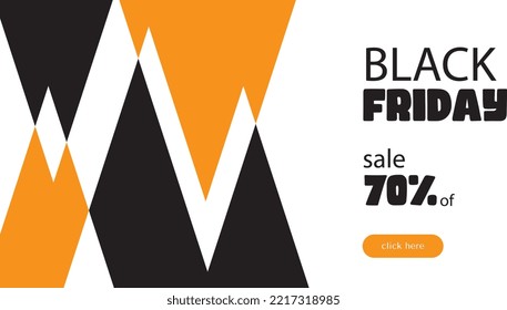 Black Friday banner, vector illustration, simple design, minimalism, holiday, abstract, triangles, black, orange colors