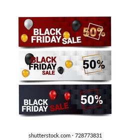 Black Friday banner. Vector illustration with balloon