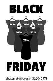 Vector de banner del Black Friday.Pequeño vestido negro.