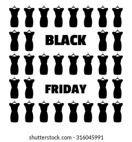 Black Friday banner vector. Little black dress.