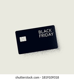 Black Friday banner vector template with stylish credit card symbol. Special offers, discounts, clearance promotion. Eps10 illustration.