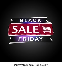 Black Friday banner word sale in large letters on a black background with a gradient.Vector illustration.