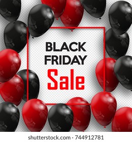 Black Friday. Banner for your design with balloons of the world day of sale. Vector illustration.