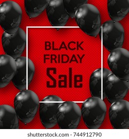Black Friday. Banner for your design with balloons of the world day of sale. Vector illustration.