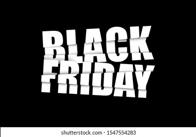 Black Friday banner/poster design with broken text for November Black Friday discount day. vector illustration.